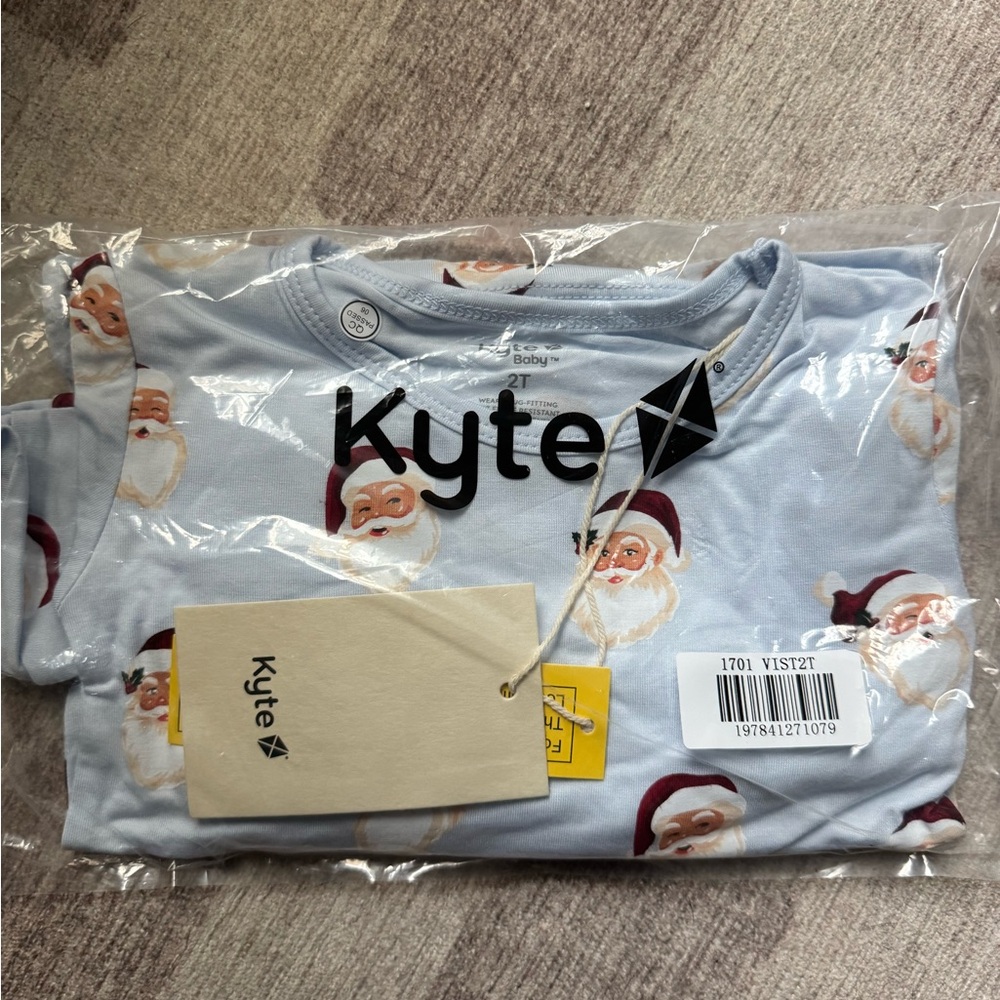Kyte Light Blue Santa 2Pc Long Sleeve PJ Set 2T - BRAND NEW
